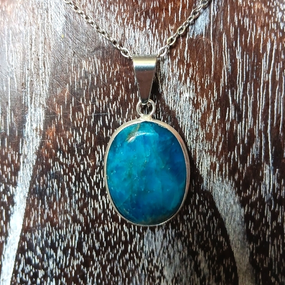 Apatite Pendant Necklace .925 - Picture 1 of 4